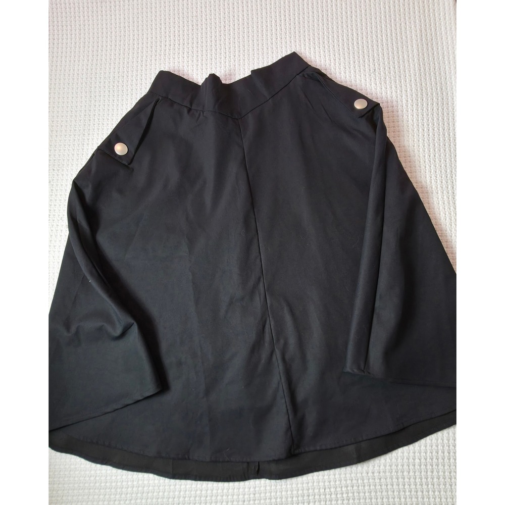 Chicwish A-Line Midi Skirt Women L Black  High Waist Button Tab‎